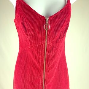 TOPSHOP MINI RED ZIPPER DRESS